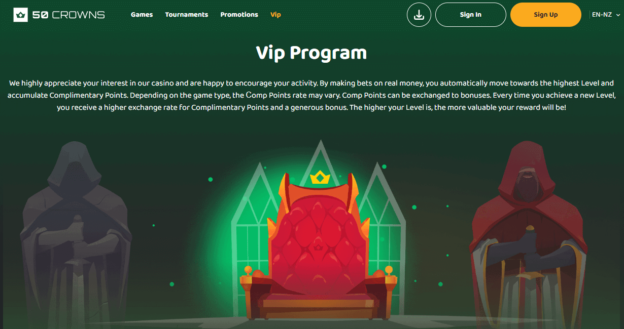 50 Crowns Casino VIP Program