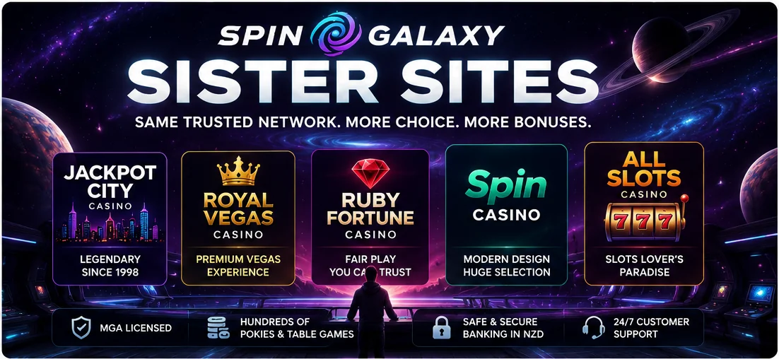 Spin Galaxy sister sites for NZ players